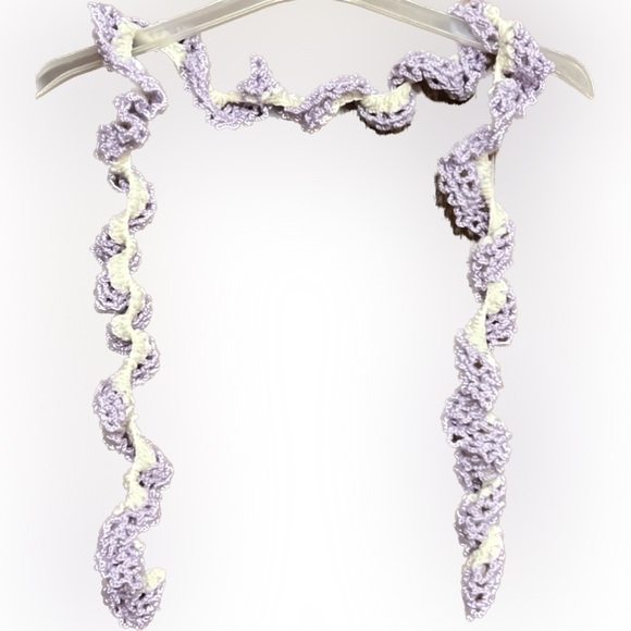 Handmade Art Accessories - 💥New Neck Scarf Spiral Crocheted Handmade Purple White Wrap Neckerchief